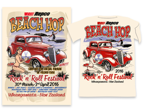 Beach Hop Festival poster en T-shirt