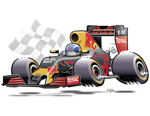 Formula 1 racing cartoon