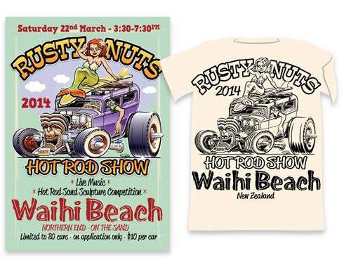 Rusty Nuts Hot Rod Show poster and T-shirt