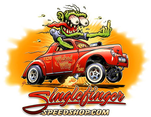 Wicked Willy poster voor Singlefinger Speed Shop