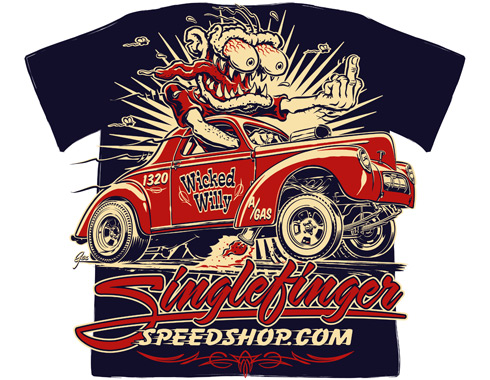Singlefinger Speed Shop - Willys Gasser - T-shirt artwork